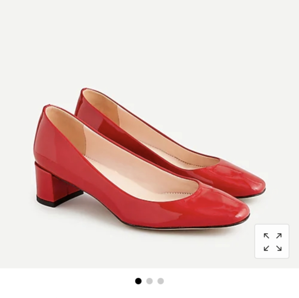 J Crew patent classic block heel pump, size 5.5